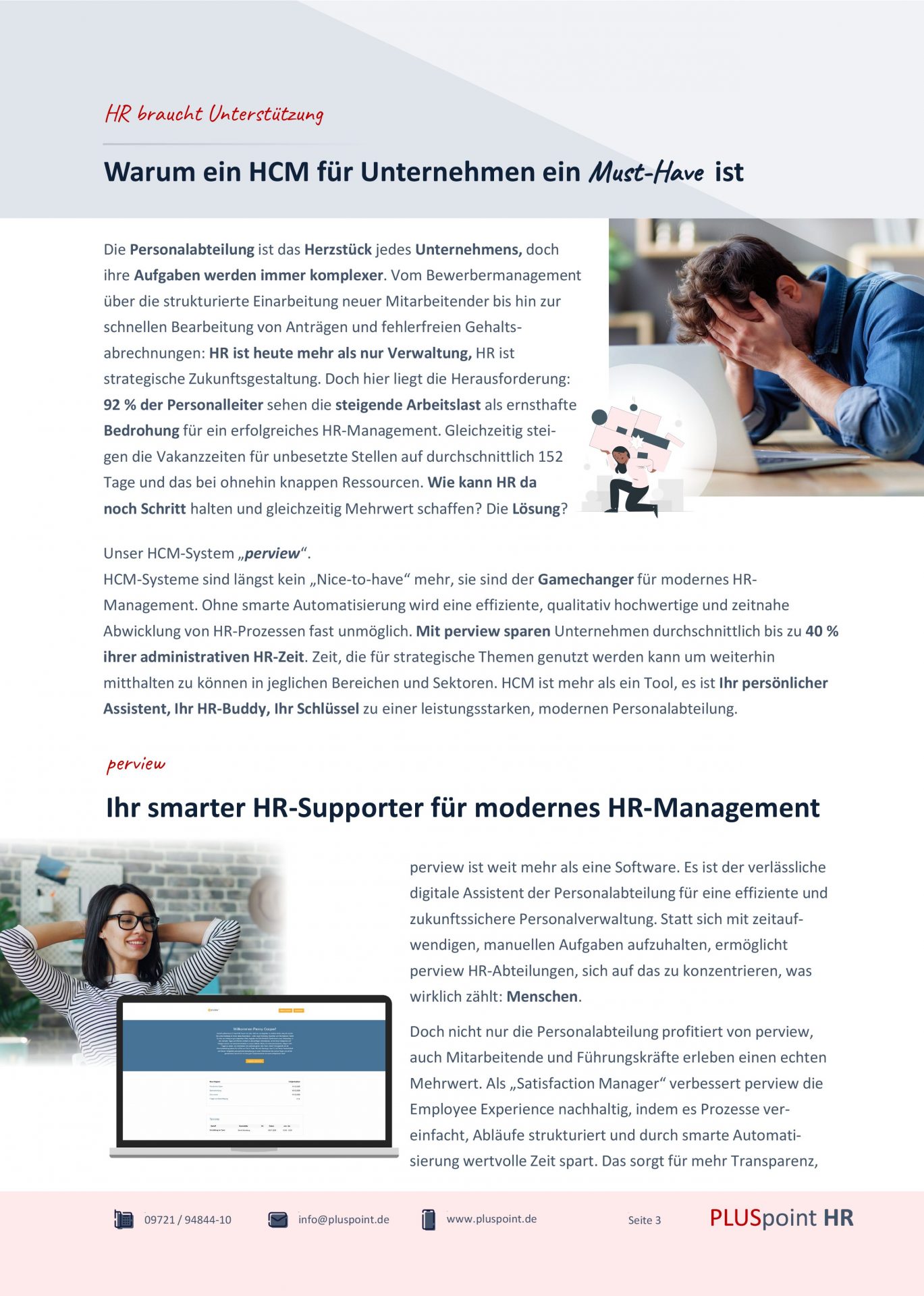 Broschürenseite zur Bedeutung eines HCM-Systems für moderne Personalabteilungen