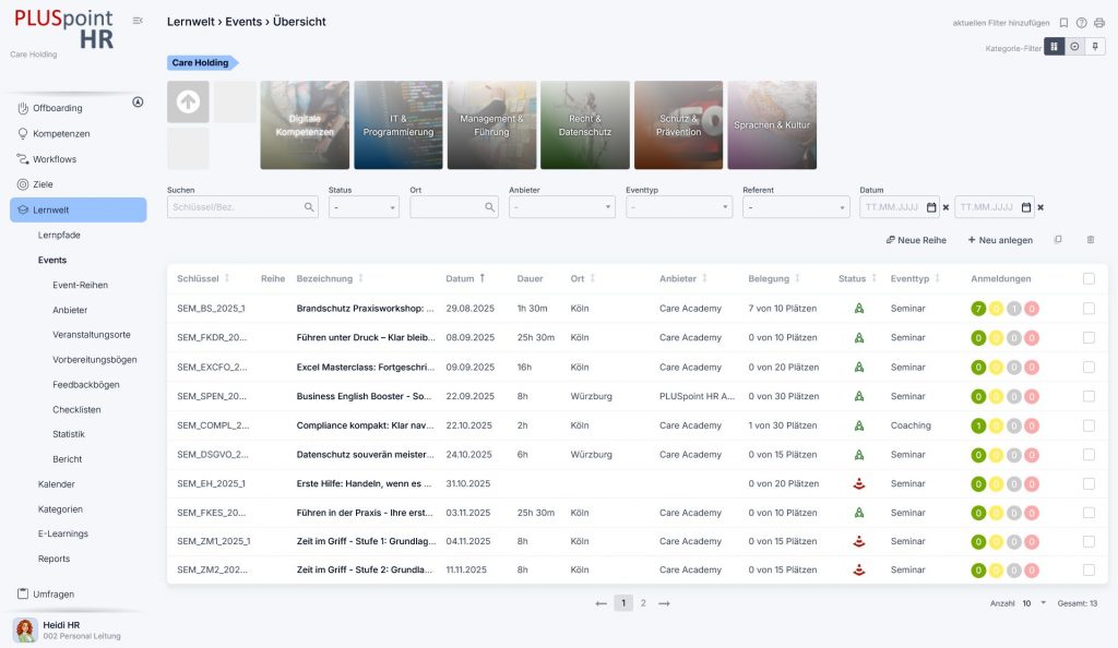 PLUSpointHR_HR-Software_Lernmanagement Screenshot aus unserem Modul "Lernmanagement"